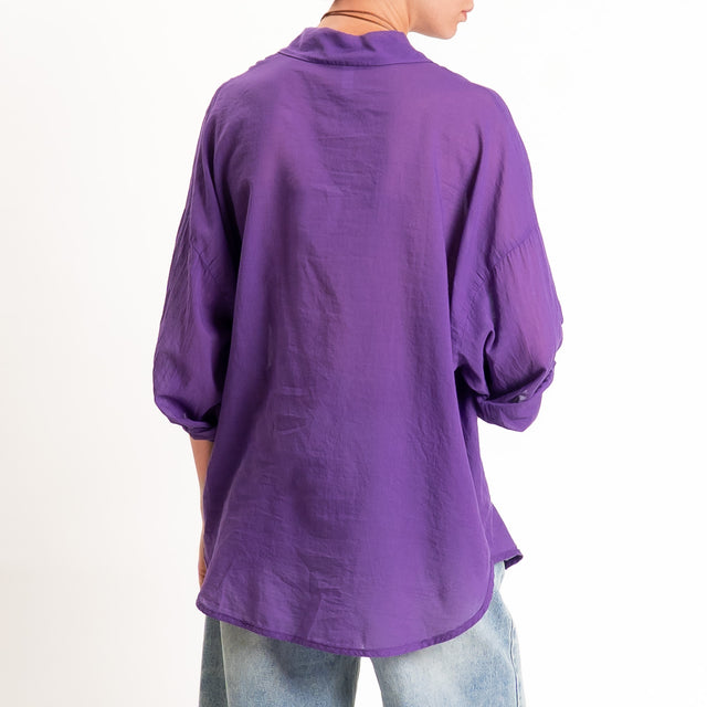 Tensione in-Camicia mussola con taschino - viola