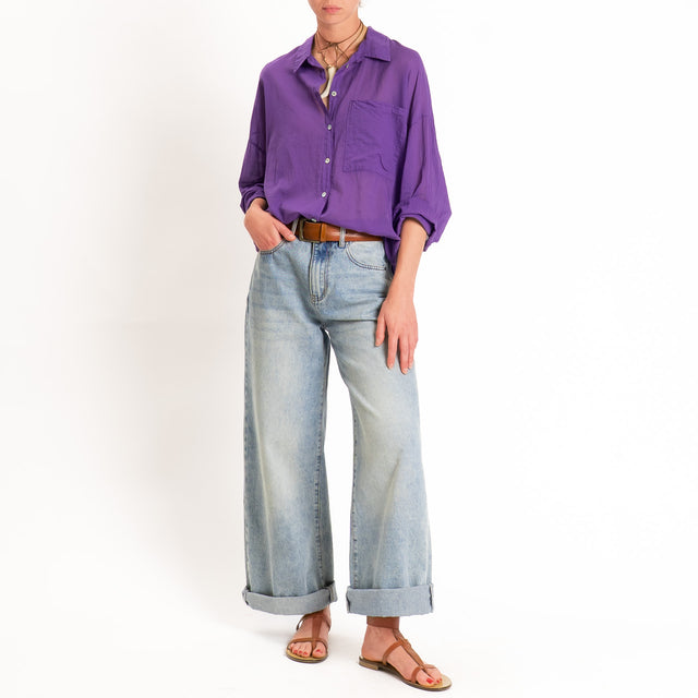 Tensione in-Camicia mussola con taschino - viola