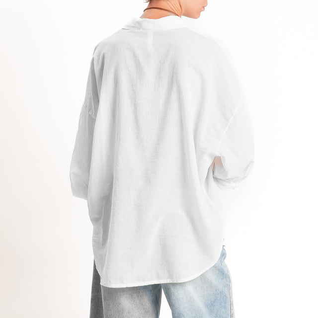 Tensione in-Camicia mussola con taschino - latte