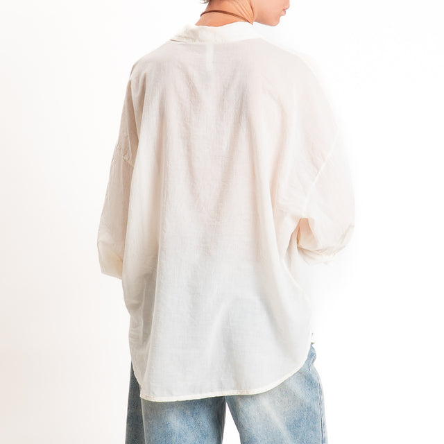 Tensione in-Camicia mussola con taschino - burro