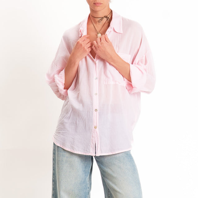 Tensione in-Camicia mussola con taschino - rose
