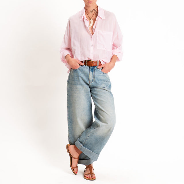 Tensione in-Camicia mussola con taschino - rose