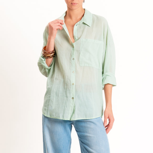 Tensione in-Camicia mussola con taschino - acqua
