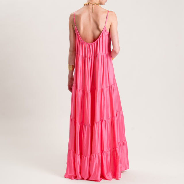 Tensione in-Abito satin con balze bretelle regolabili - bubble
