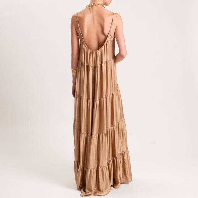 Tensione in-Abito satin con balze bretelle regolabili - desert