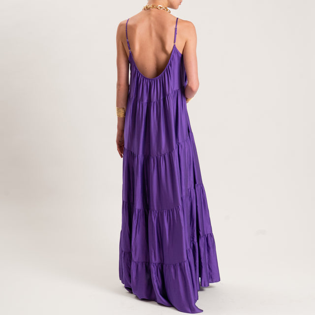Tensione in-Abito satin con balze bretelle regolabili - viola