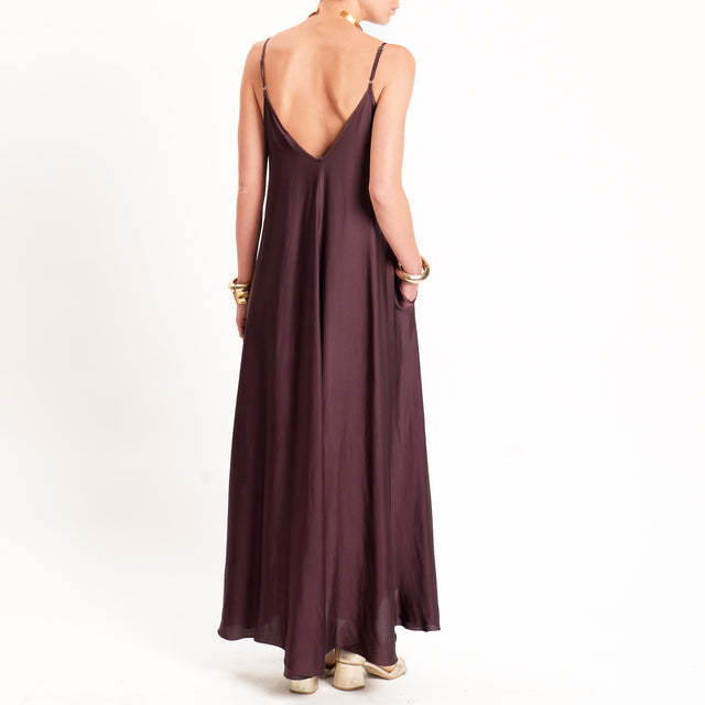 Tensione in-Abito satin svasato con tasche - burgundy