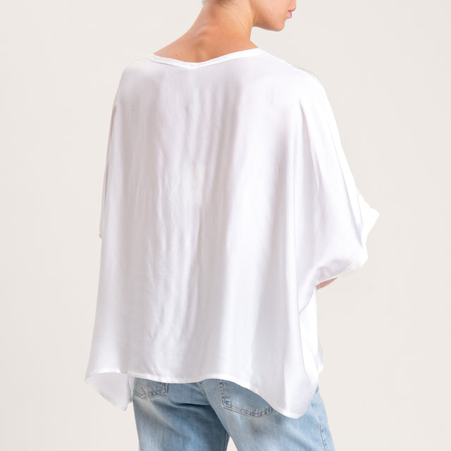 Tension in-Blusa de satén con mangas caídas - leche