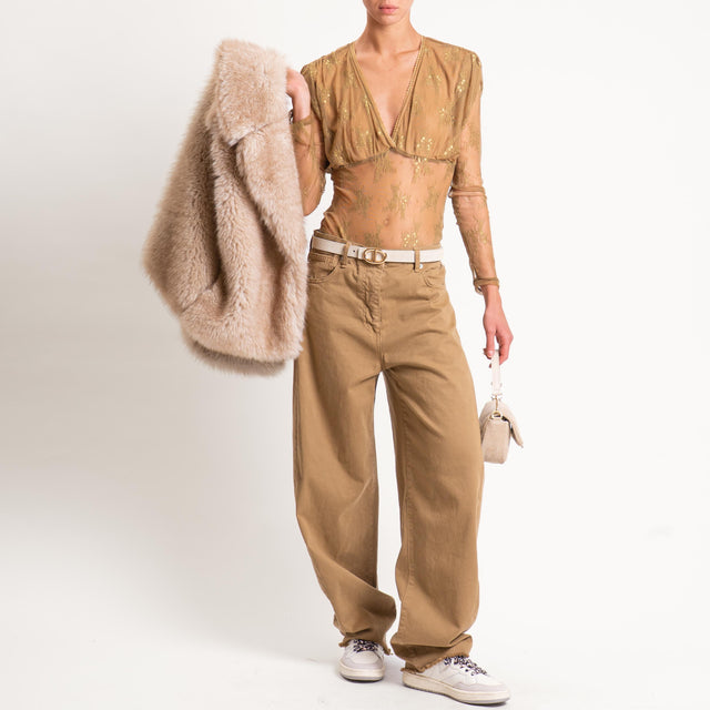 Tensione in-Body in pizzo scollo v - olio