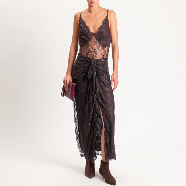 Tensione in-Body in pizzo bretelle regolabili - moro