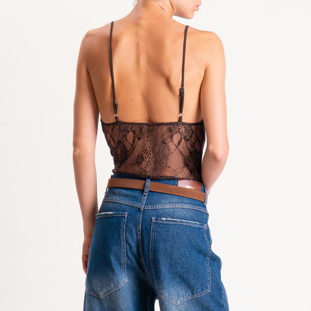 Tensione in-Body in pizzo bretelle regolabili - moro