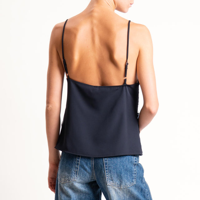Tensione in- Top bretelle regolabili con pizzo - nero