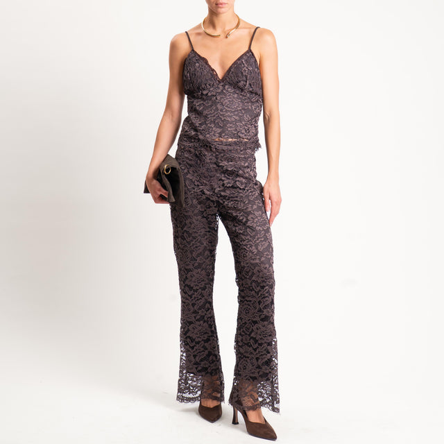 Tensione in-Top in pizzo bretelle regolabili - moro
