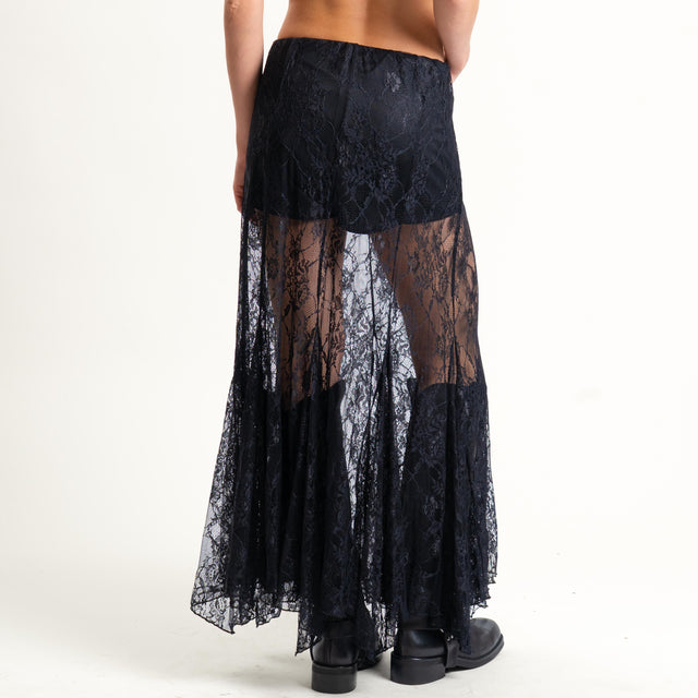 Tensione in-Gonna pizzo elastico in vita - nero