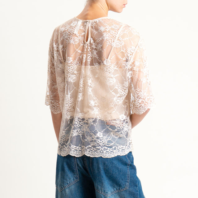 Tensione in-T-shirt in pizzo + top - burro
