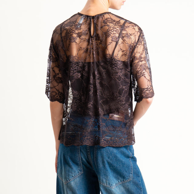 Tensione in-T-shirt in pizzo + top - moro