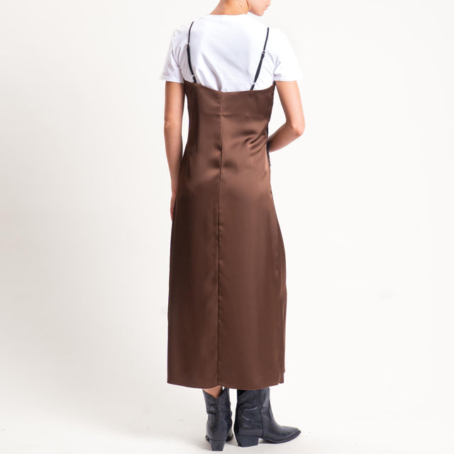 Tensione in- Abito satin con pizzo - moro
