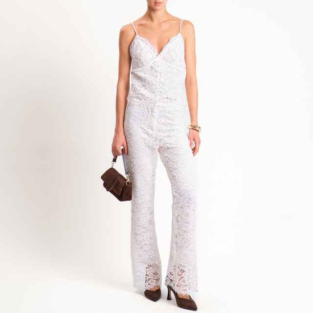 Tensione in-Top in pizzo bretelle regolabili - burro