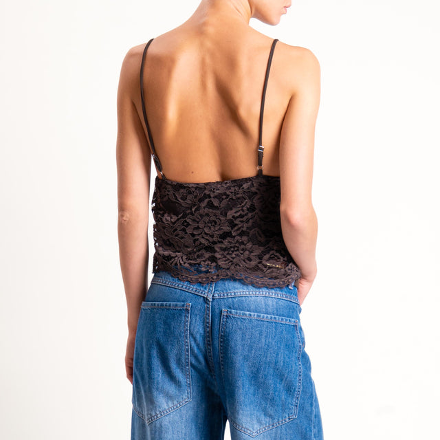 Tensione in-Top in pizzo bretelle regolabili - moro