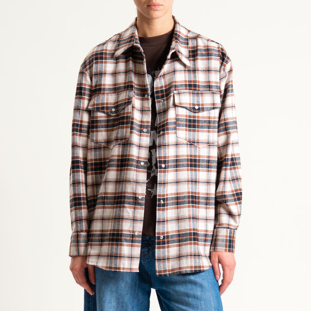 Tensione in-Camicia check flanella +T-shirt - nero/moro/latte
