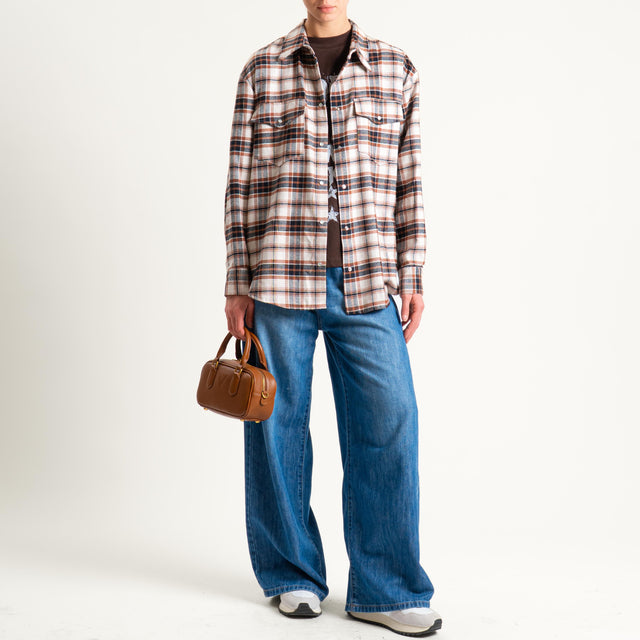 Tensione in-Camicia check flanella +T-shirt - nero/moro/latte