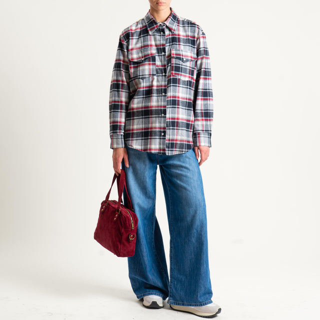 Tensione in-Camicia check flanella + t-shirt - grigio/latte/red