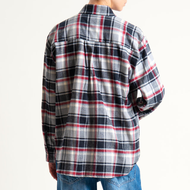 Tensione in-Camicia check flanella + t-shirt - grigio/latte/red