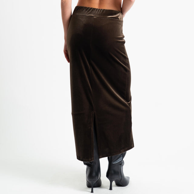 Tensione in-Gonna velluto ciniglia elastico in vita - moro
