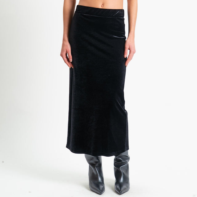 Tensione in-Gonna velluto ciniglia elastico in vita - nero
