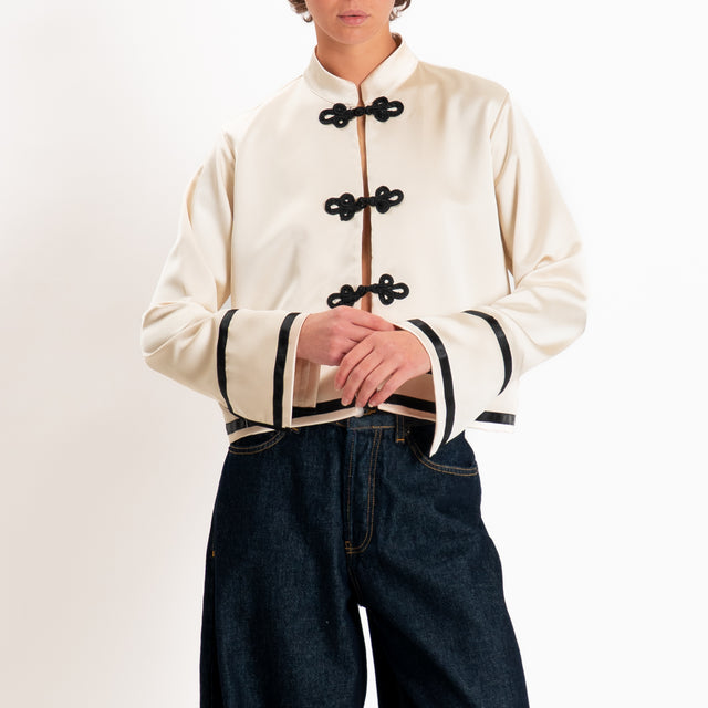 Tensione in-Camicia mandarin in satin - avorio