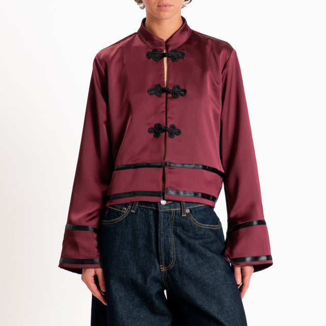 Tensione in-Camicia mandarin in satin - vino