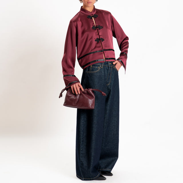 Tensione in-Camicia mandarin in satin - vino