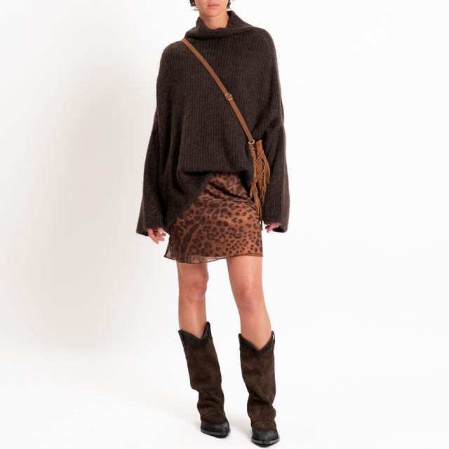 Tensione in-Minigonna georgette animalier - cuoio/moro