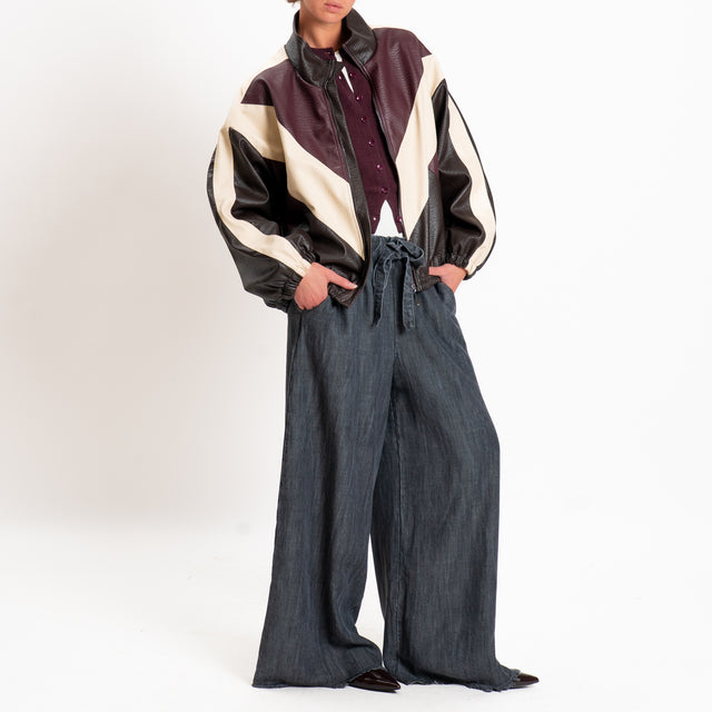 Tensione in-Pantalone chambray sfrangiato con coulisse - denim grigio