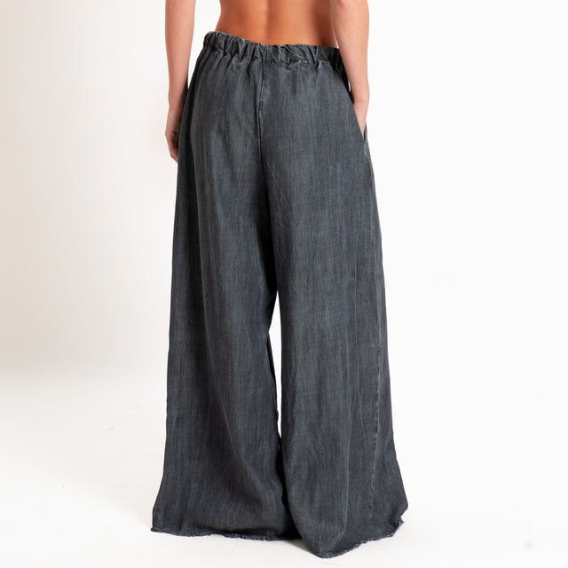 Tensione in-Pantalone chambray sfrangiato con coulisse - denim grigio
