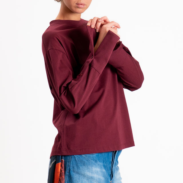 Tensione in-T-shirt girocollo in cotone - Bordeaux