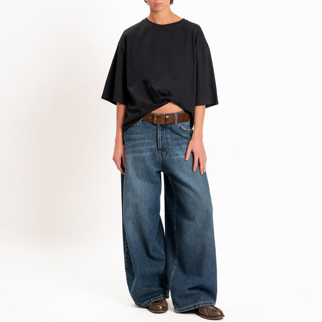 Tensione in-T-shirt manica scesa laccio interno - nero