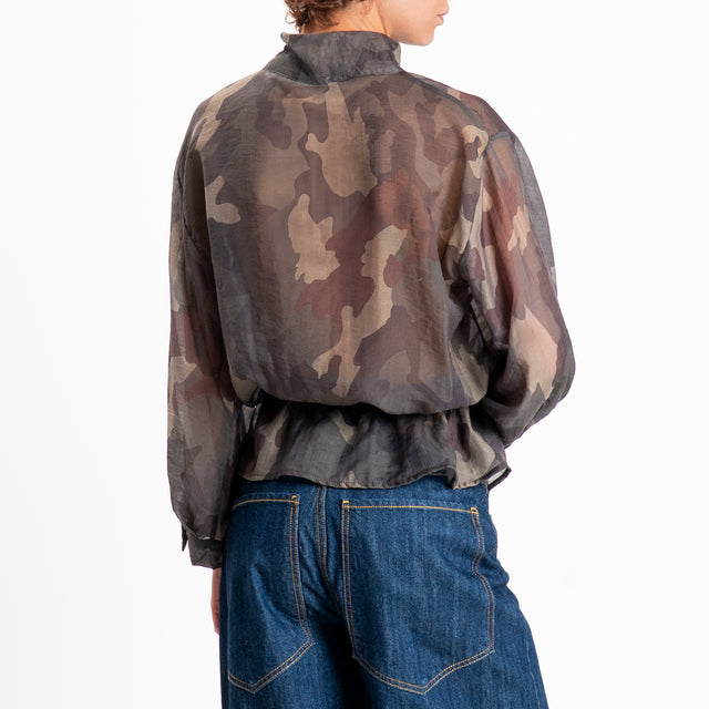 Tensione in-Camicia camouflage chiusura asimmetric - militare/moro