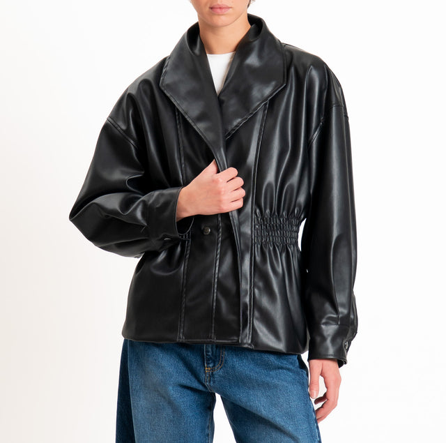 Tensione in-Giacca similpelle elastico in vita - nero