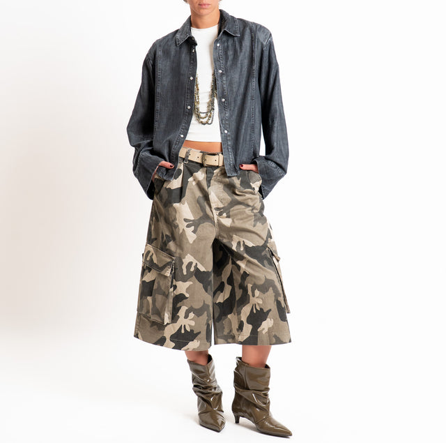 Tensione in-Camicia jeans stone washed con spalline - denim nero