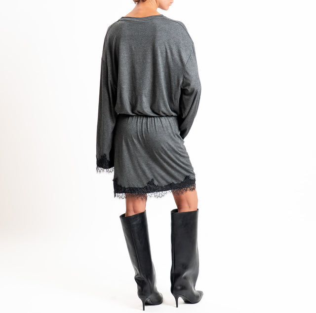 Tensione in-Abito in jersey con pizzo - grigio