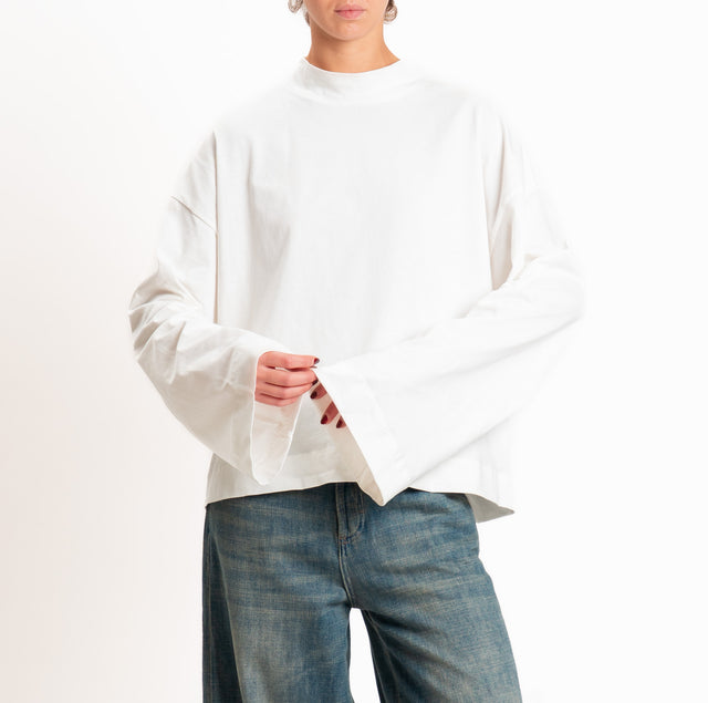 Tensione in-T-shirt over manica ampia - panna