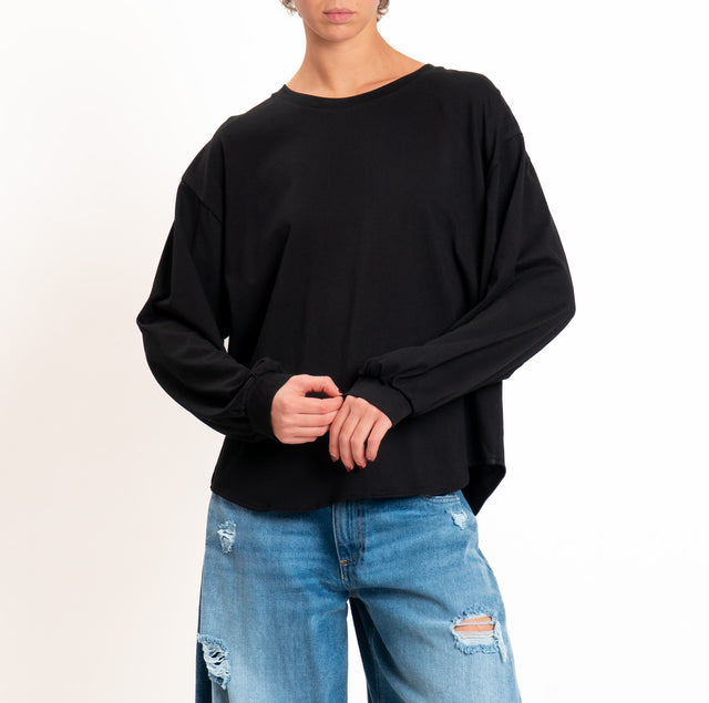 Tensione in-T-shirt girocollo stondata - nero