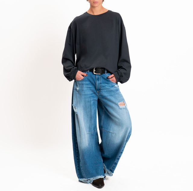 Tensione in-T-shirt girocollo stondata - piombo