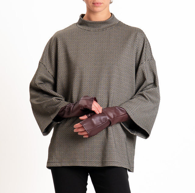 Tensione in-Blusa over pied de poule con manicotti - nero/beige