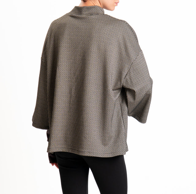 Tensione in-Blusa over pied de poule con manicotti - nero/beige