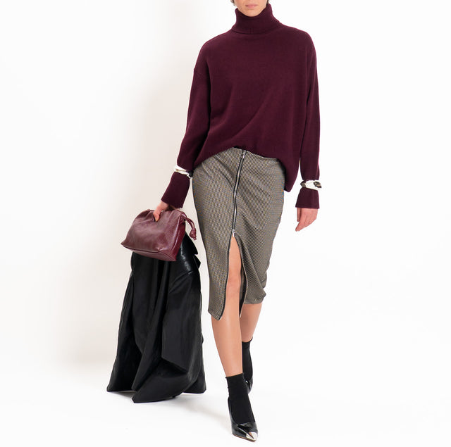Tensione in-Gonna pied de poule con zip - nero/beige