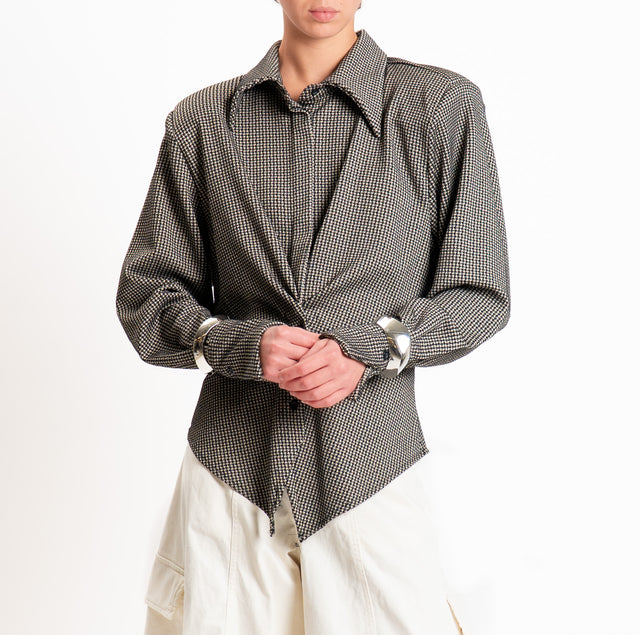 Tensione in-Camicia pied de poule con spalline - nero/beige