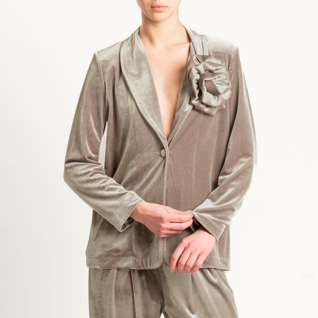 Tensione in-Giacca velluto ciniglia un bottone - fango