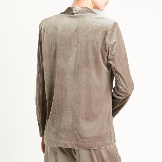 Tensione in-Giacca velluto ciniglia un bottone - fango